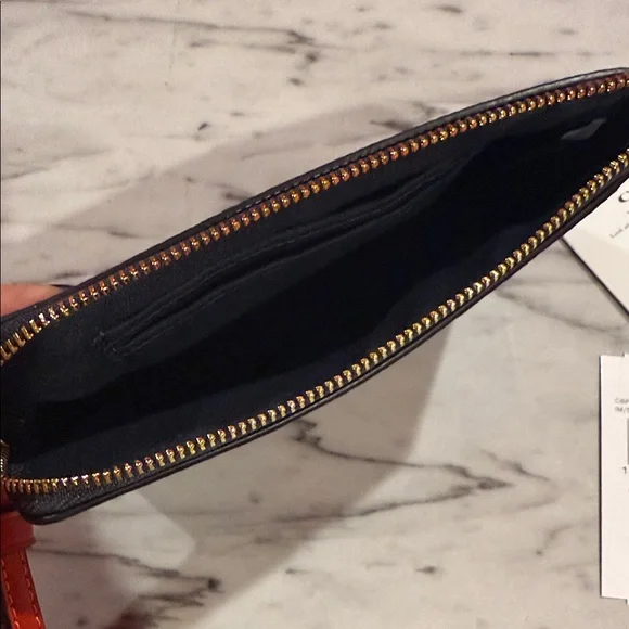 Coach Navy and Red Stripe Wristlet - Picture 3 of 4